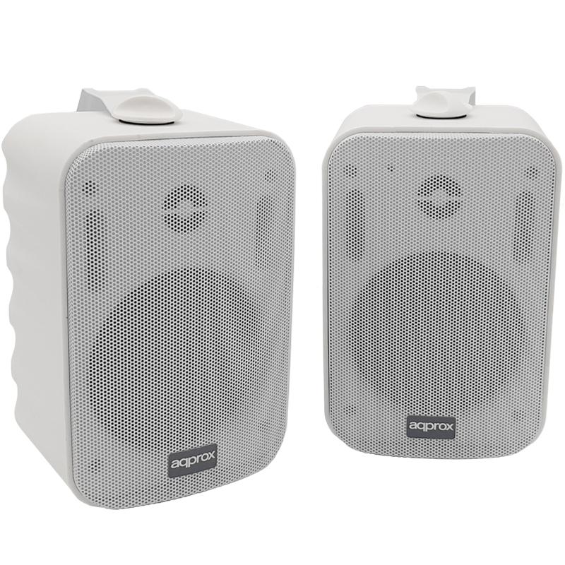 Approx Altavoces Autoamplificados 30W - Rejilla Metalica - 2x RCA, 1x Line - Incluye Soporte de Pared