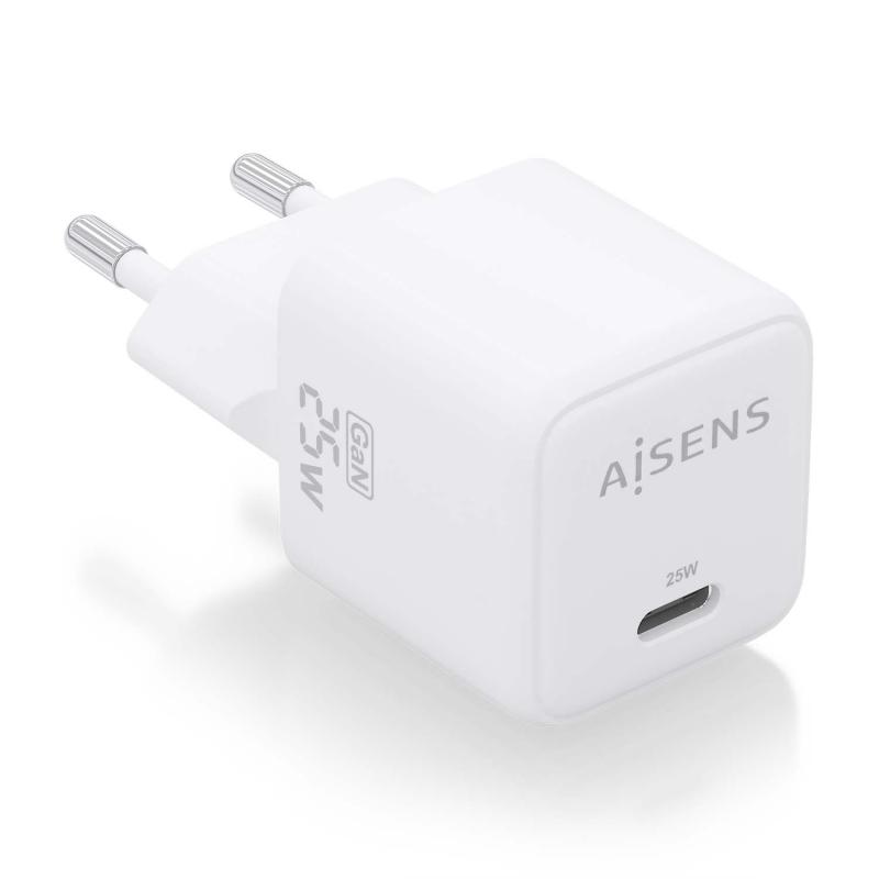 Aisens Cargador Gan 25W - 1xUSB-C PD3.0 QC4.0 - Color Blanco