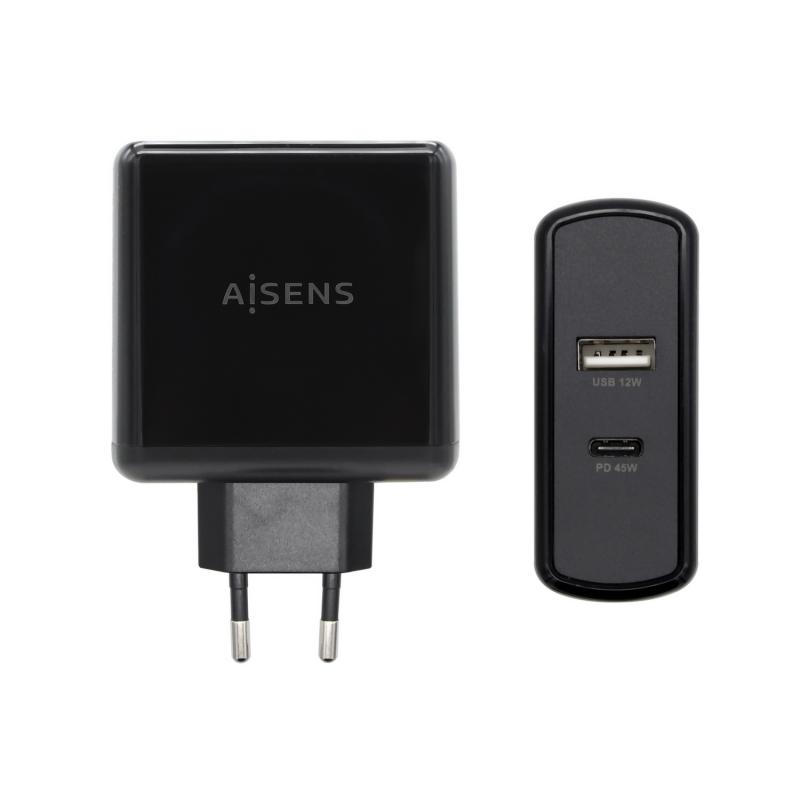 Aisens Cargador para Smartphone 57W 1x USB-C PD3.0 45W, 1x USB-A 5V/2.4A 12W