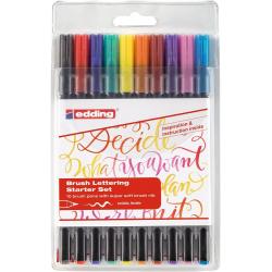 Edding 1340 Brush Pack de 10 Rotuladores - Punta Pincel Flexible - Trazo 1-3mm - Tinta con Base de Agua - Colores Surtidos