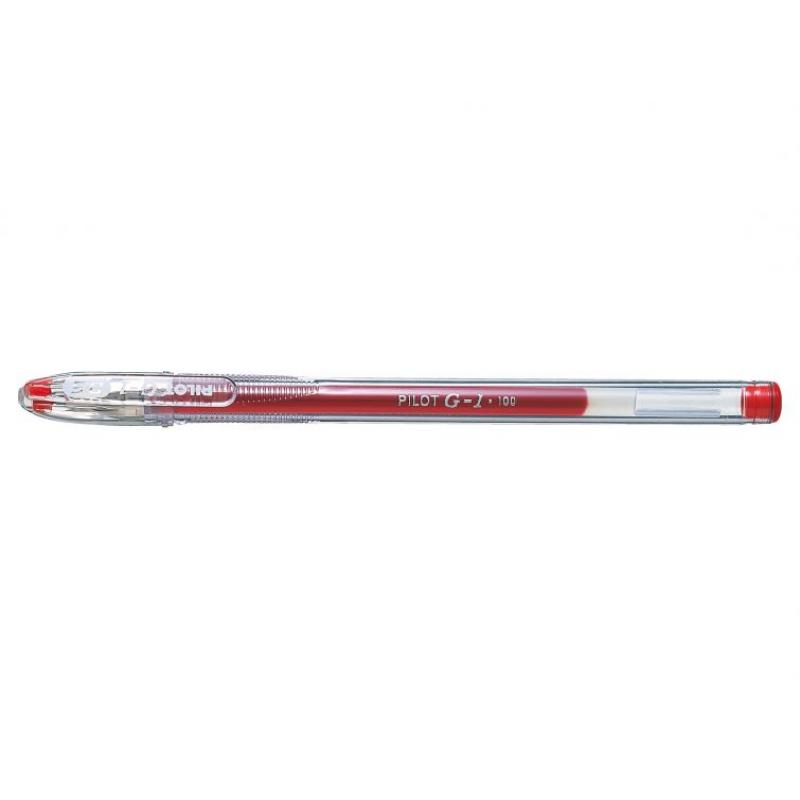 Pilot Boligrafo de Gel G1 - Recargable - Punta de Bola 0.5mm - Trazo 0.3mm - Cuerpo Transparente - Color Rojo