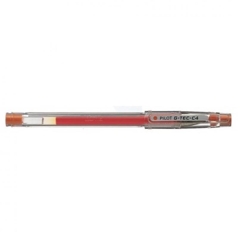 Pilot Boligrafo de Gel G-Tec C4 - Extra Fino - Recargable - Punta de Bola 0.4mm - Trazo 0.2mm - Color Naranja