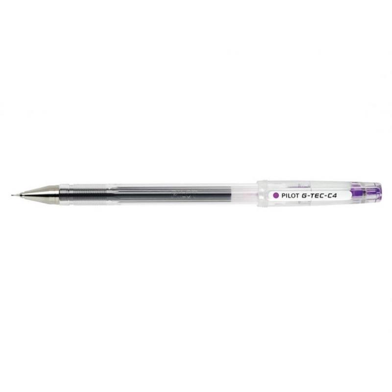 Pilot Boligrafo de Gel G-Tec C4 - Extra Fino - Recargable - Punta de Bola 0.4mm - Trazo 0.2mm - Color Violeta