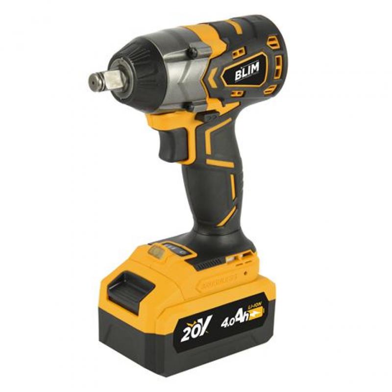 Blim Llave Impacto 20V 4Ah - Dado de Fijacion 1/2" - Par Maximo 420Nm - Velocidad: 0-1600, 0-1900, 0-2300rpm - Agarre Ergonomico