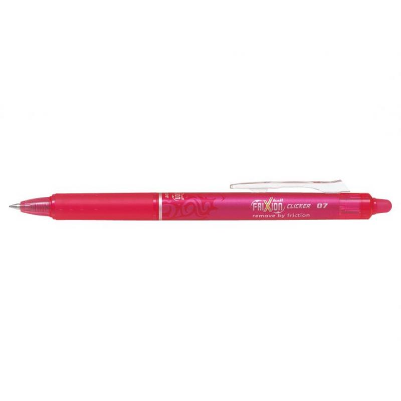 Pilot Frixion Clicker Boligrafo de Gel Borrable Retractil - Punta de Bola 0.7mm - Trazo 0.4mm - Grip Ergonomico - Color Rosa