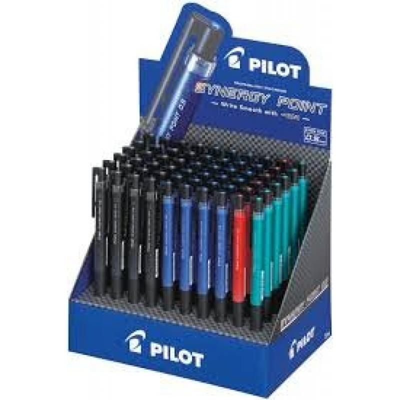 Pilot Synergy Point Expositor de 60 Boligrafos de Gel Retractiles - Punta Fina 0.5mm - Trazo 0.25mm - Recargable - Colores Surti