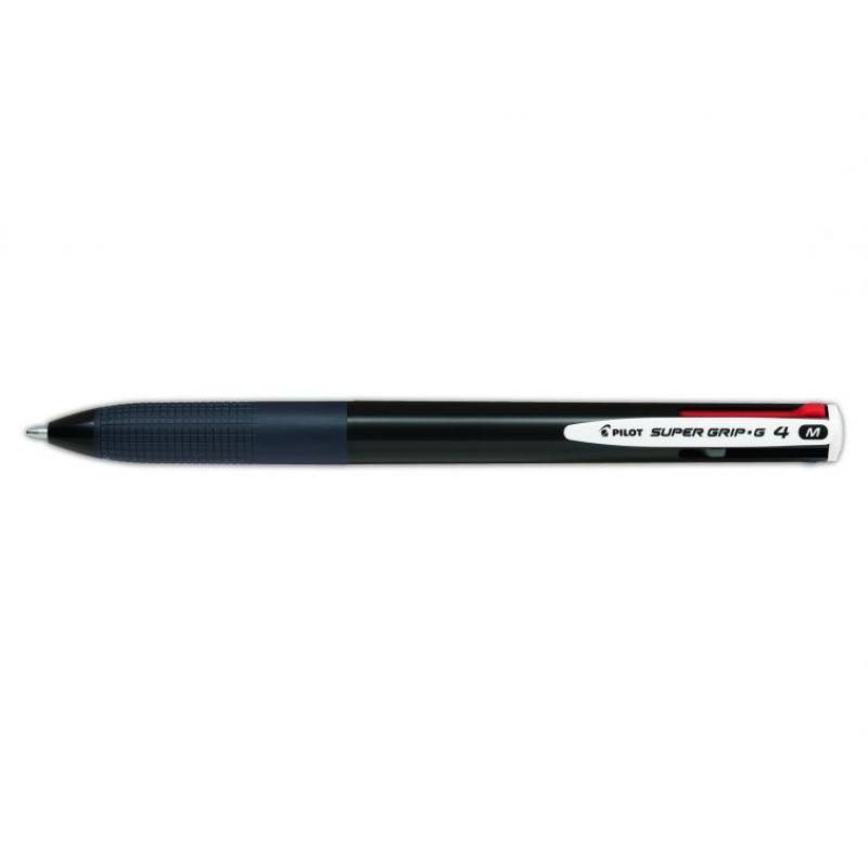 Pilot Boligrafo de Bola Retractil Super Grip G4 - 4 Colores - Punta 1.0mm - Trazo 0.27mm - Cuerpo Negro