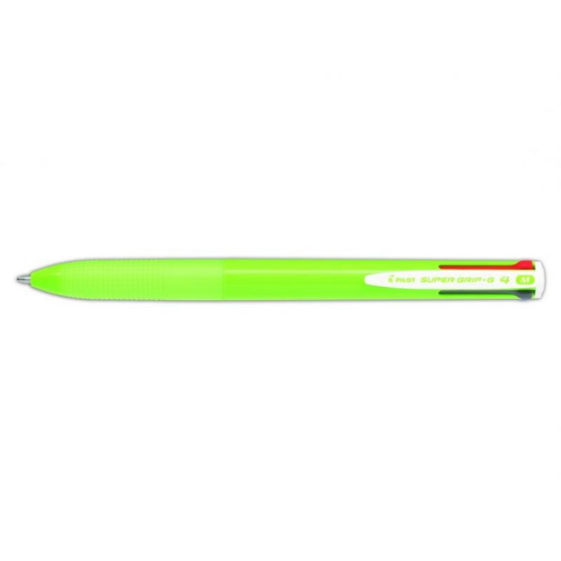 Pilot Boligrafo de Bola Retractil Super Grip G4 - 4 Colores - Punta 1.0mm - Trazo 0.27mm - Cuerpo Verde Lima