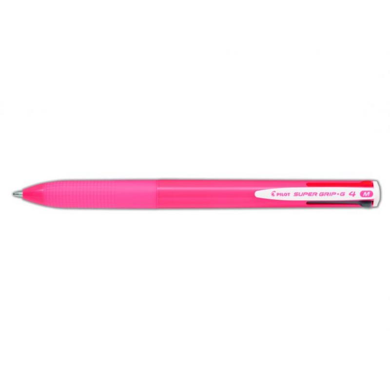 Pilot Boligrafo de Bola Retractil Super Grip G4 - 4 Colores - Punta 1.0mm - Trazo 0.27mm - Cuerpo Rosa