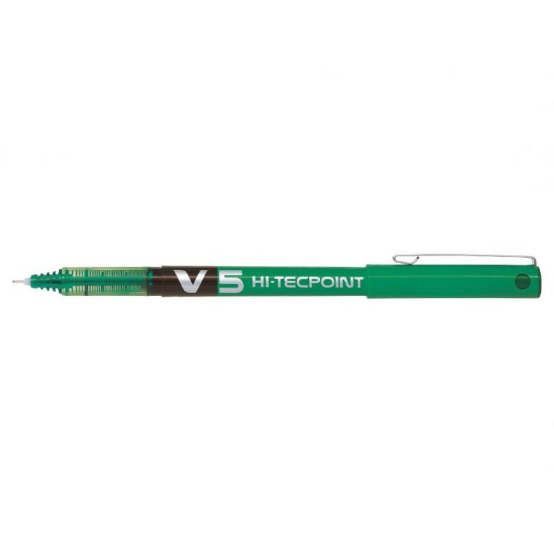 Pilot Boligrafo de Tinta Liquida V5 HI-Tecpoint Rollerball - Punta Fina de Aguja 0.5mm - Trazo 0.3mm - Color Verde