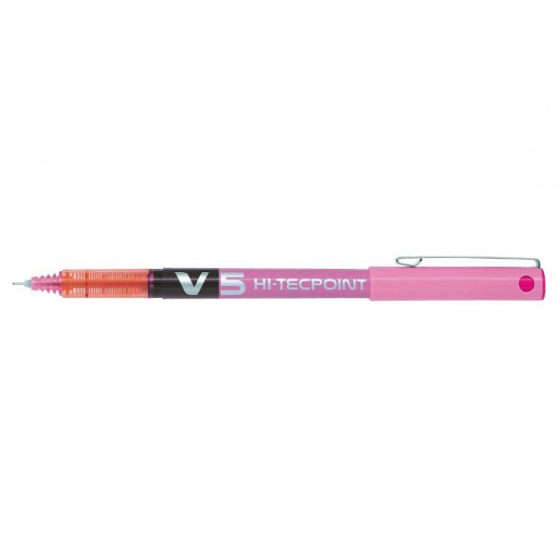 Pilot Boligrafo de tinta liquida V5 HI-Tecpoint Rollerball - Punta fina de aguja 0.5mm - Trazo 0.3mm - Color Rosa