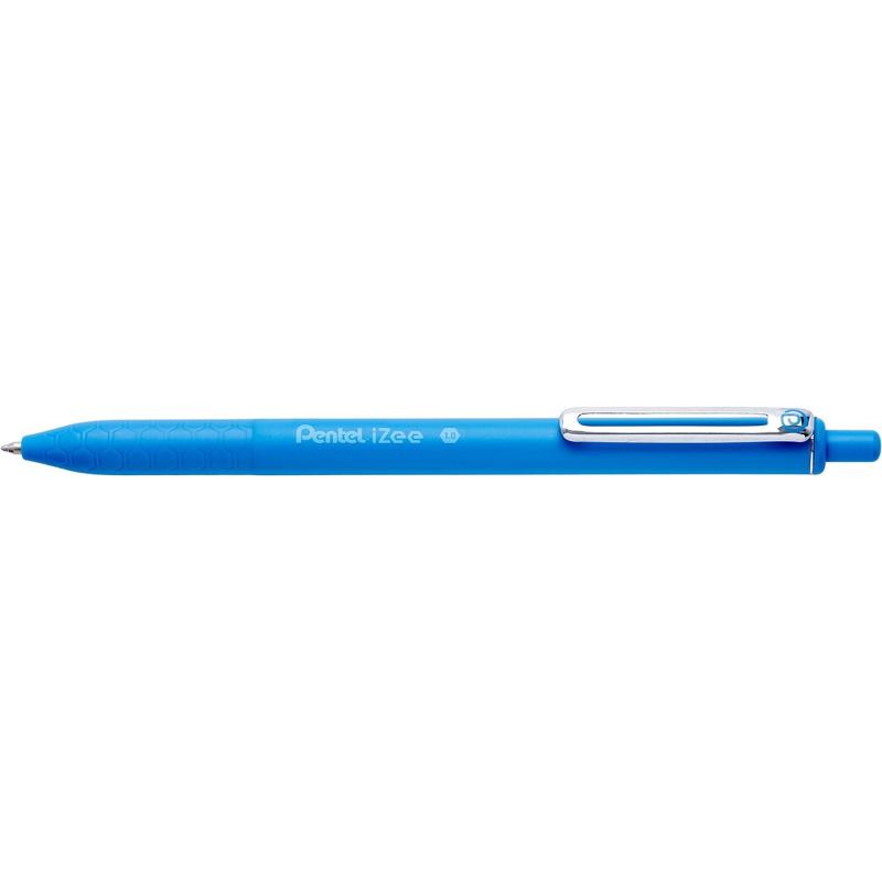 Pentel iZee Boligrafo de Bola Retractil - Punta 0.7mm - Trazo 0.35mm - Clip de Metal - Color Azul Claro