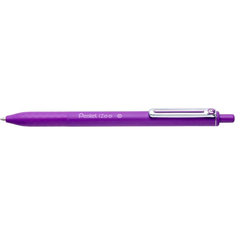 Pentel iZee Boligrafo de Bola Retractil - Punta 0.7mm - Trazo 0.35mm - Clip de Metal - Color Violeta