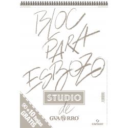 Canson Bloc para Esbozo A3 90+10 Hojas Gratis - Grano Ligero 90gr - Formato Album con Espiral Microperforado - Color Blanco Natu