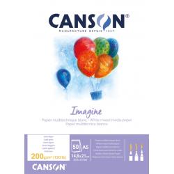 Canson Imagine Bloc Encolado de 50 Hojas A5 - Grano Fino - 14,8x21cm - 200g - Color Blanco