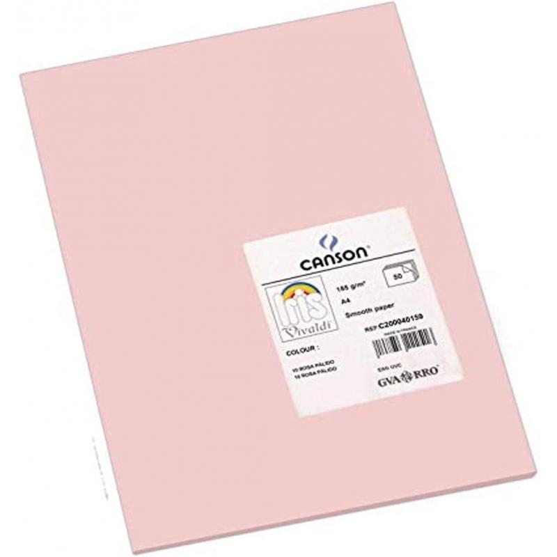 Canson Guarro Pack de 50 Cartulinas Iris A4 de 185g - 21x29.7cm - Color Rosa