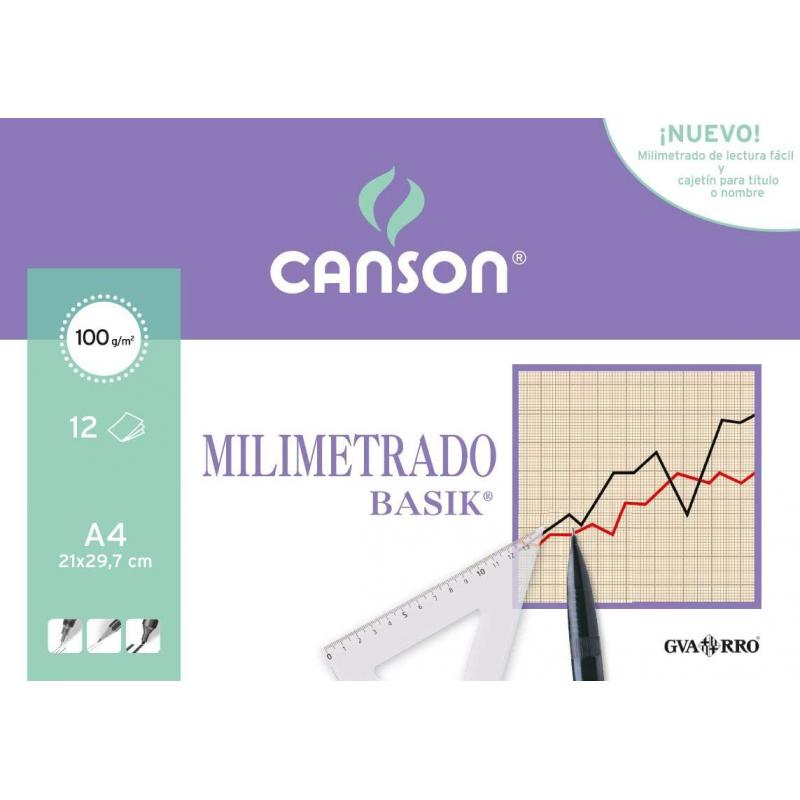 Canson Minipack de 12 Hojas A4 - Milimetrado Basik - 21x29.7cm - 100g - Color Sepia