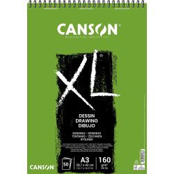 Canson XL Dessin Ligero Bloc de Dibujo con 50 Hojas A3 - Espiral Microperforado - 29.7x42cm - 160g - Color Blanco