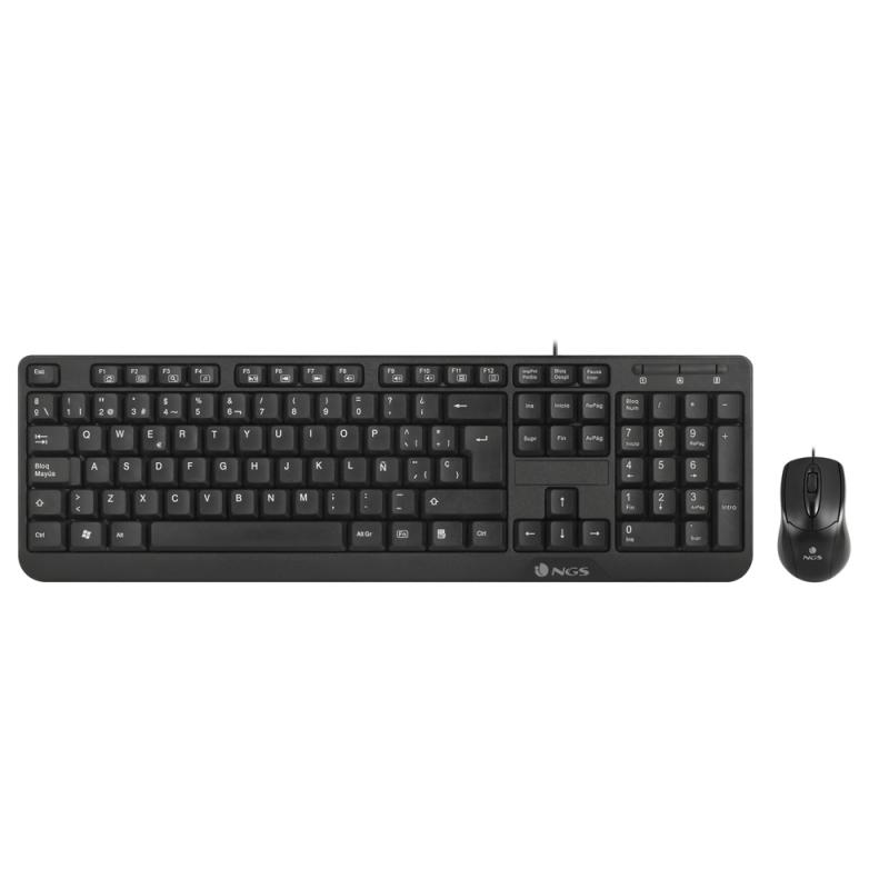 NGS Cocoa Pack USB Teclado Multimedia + Raton 1000dpi 3 Botones - Uso Ambidiestro - Color Negro