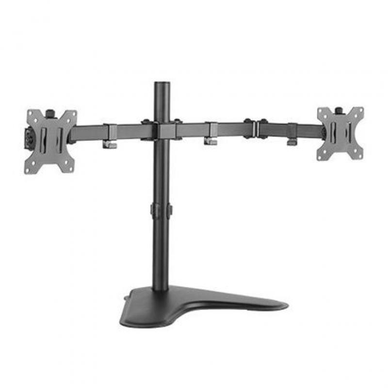 Cromad Soporte de Mesa con Brazos Articulados para 2 Monitores de 13"-32" - Giratorio e Inclinable - Gestion de Cables - VESA 10