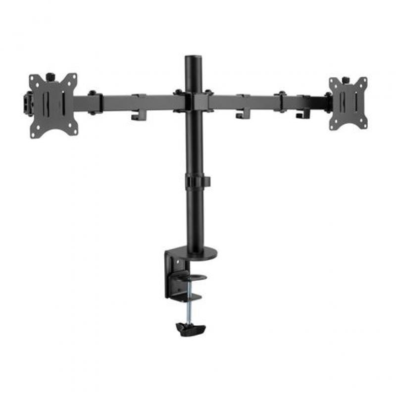 Cromad Soporte de Mesa con Brazos Articulados para 2 Monitores de 13"-32" - Giratorio, Inclinable y Extensible - Gestion de Cabl