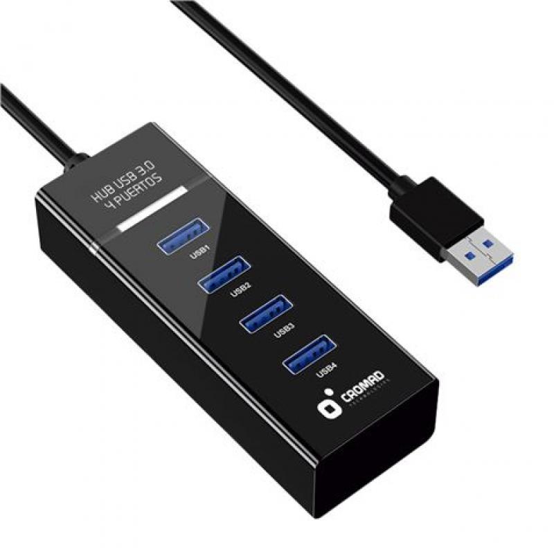 Cromad Cable USB 3.0 - Longitud 30cm - Velocidad de Transferencia 5 Gbps - 4 Puertos - No Requiere Instalacion - Compatible con 