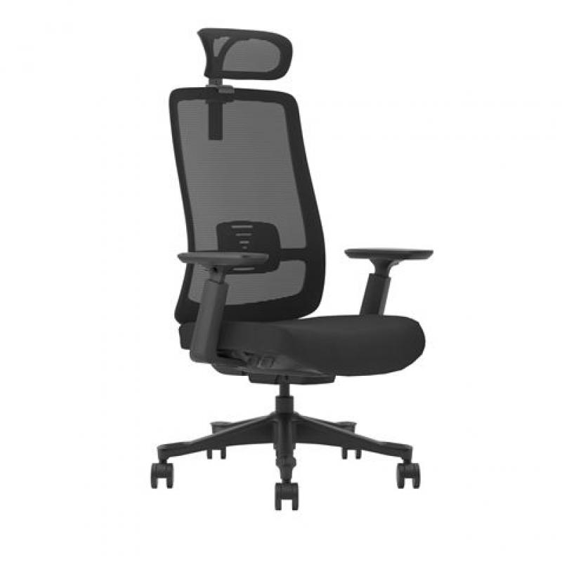 Cromad Senior SE9000 Silla de Oficina - Altura y Profundidad de Asiento Ajustable - Reposacabezas, Reposabrazos 3D y Soporte Lum