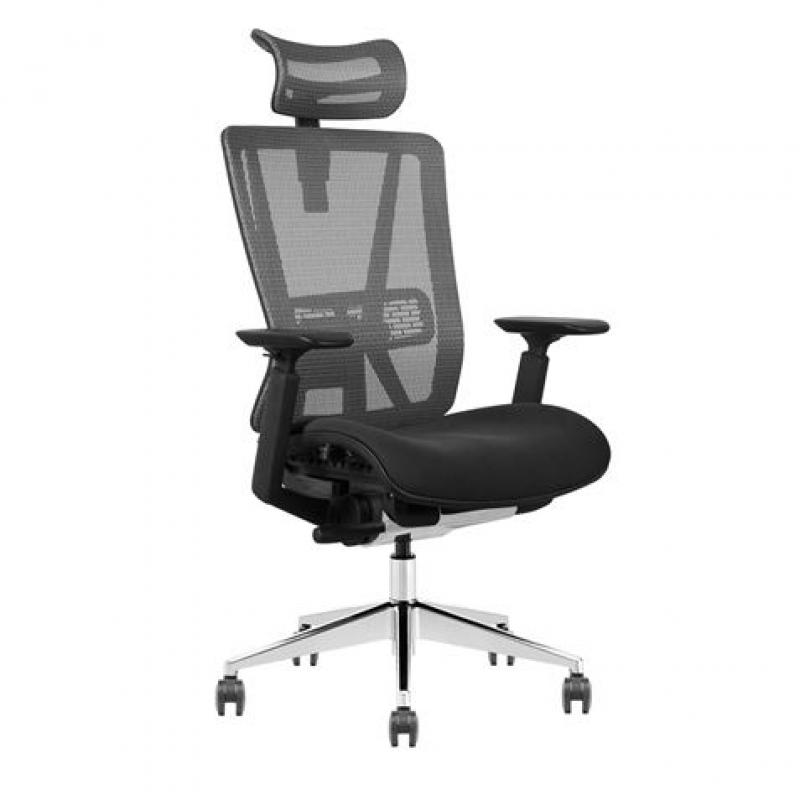 Cromad Senior SE1200 Silla de Oficina - Altura Ajustable con Elevador de Gas de Grado 4 - Reposacabezas, Reposabrazos 3D y Sopor