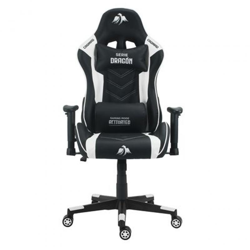 Cromad Silla Gaming Premium - Base de 350mm - Piston de Gas Clase 2 - Altura Regulable - Ruedas de Nailon de 60mm - Color Negro/