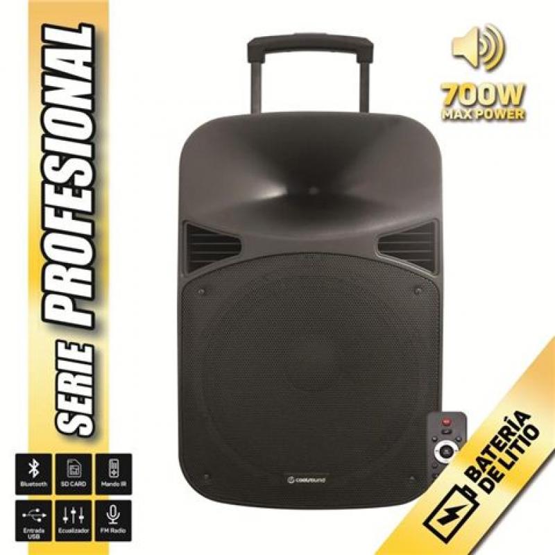 Coolsound Serie Pro Altavoz Autoamplificado Bluetooth 15" 700W Max Power con Bateria - USB, Entrada Mic. Jack 6.3mm - Asa y Rued