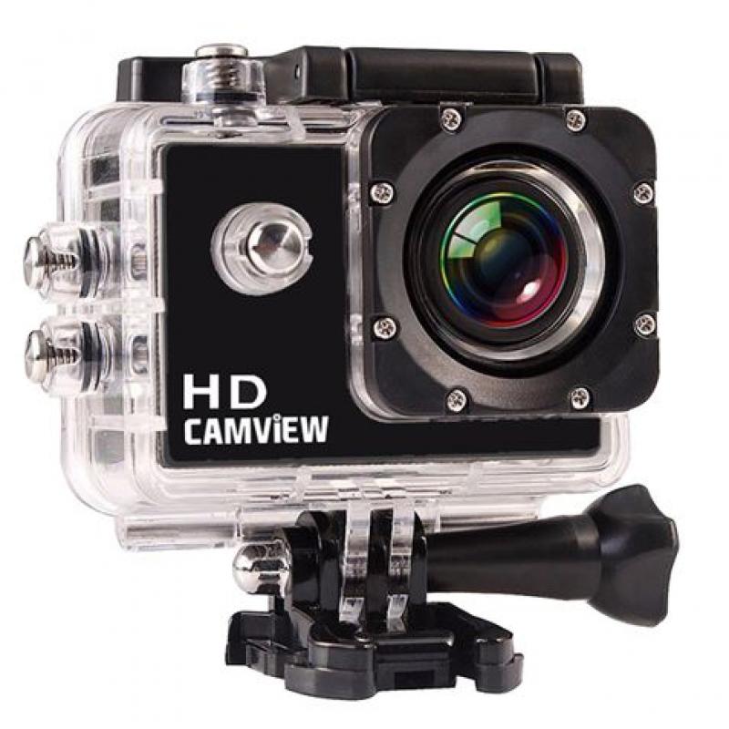 Camview Camara Deportiva HD 720P 5MP - Angular de 120° - Sumergible 30m con Carcasa - Pantalla LCD de 2"