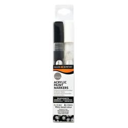 Daler Rowney Simply Pack de 2 Rotuladores Acrilicos - Secado Rapido - Optima Cobertura - Base de Agua - Color Negro y Blanco