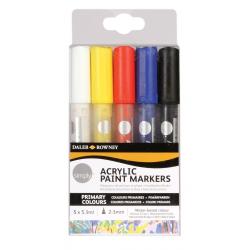 Daler Rowney Simply Pack de 5 Rotuladores Acrilicos - Secado Rapido - Base de Agua - Colores Surtidos