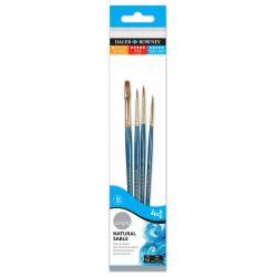 Daler Rowney Simply Pack de 4 Pinceles de Marta - Diseño Ergonomico - Color Azul