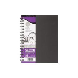 Daler Rowney Simply Cuaderno de Dibujo A5 100g/m2 - Cubierta Rigida con Encuadernacion en Espiral - Color Blanco