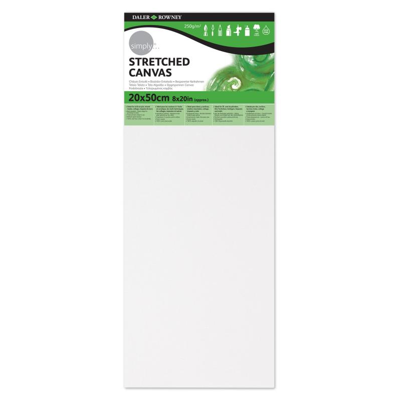 Daler Rowney Simply Bastidor Entelado 20x50cm - Imprimacion Triple - Grano Medio - 100% Algodon sin Acido - 250g