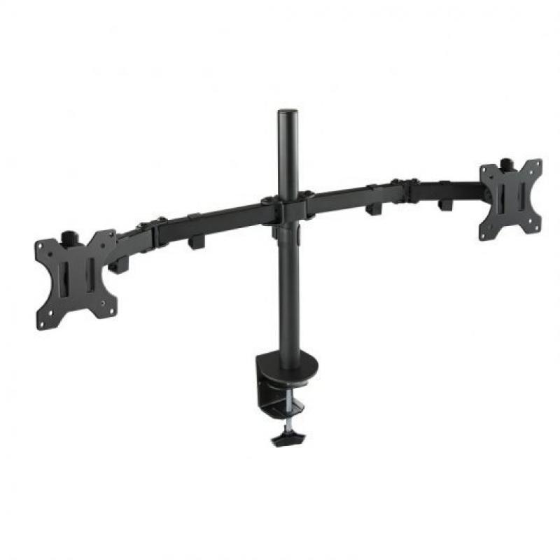 Tooq Soporte de Mesa con Brazos Articulados para 2 Monitores de 13"-32" - Giratorio e Inclinable - Gestion de Cables - Peso Max 