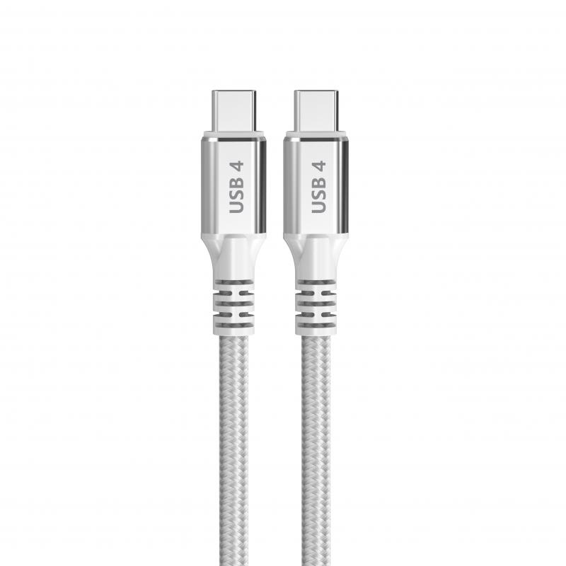 DCU Tecnologic Cable USB 4 Tipo C a USB Tipo C - 1.5m - Carga Rapida de 240W y Transferencia de Datos de 40G - Color Blanco