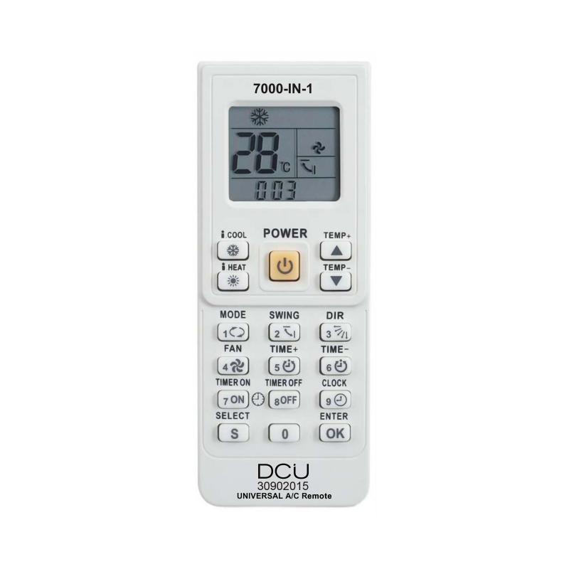 DCU Tecnologic Mando a Distancia Universal para Aire Acondicionado 7000 en 1 Nuevo - Color Blanco