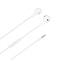 DCU Tecnologic Auriculares Jack 3.5mm Estereo Blanco con Microfono y Control de Volumen - Microfono Integrado para Llamadas Mano