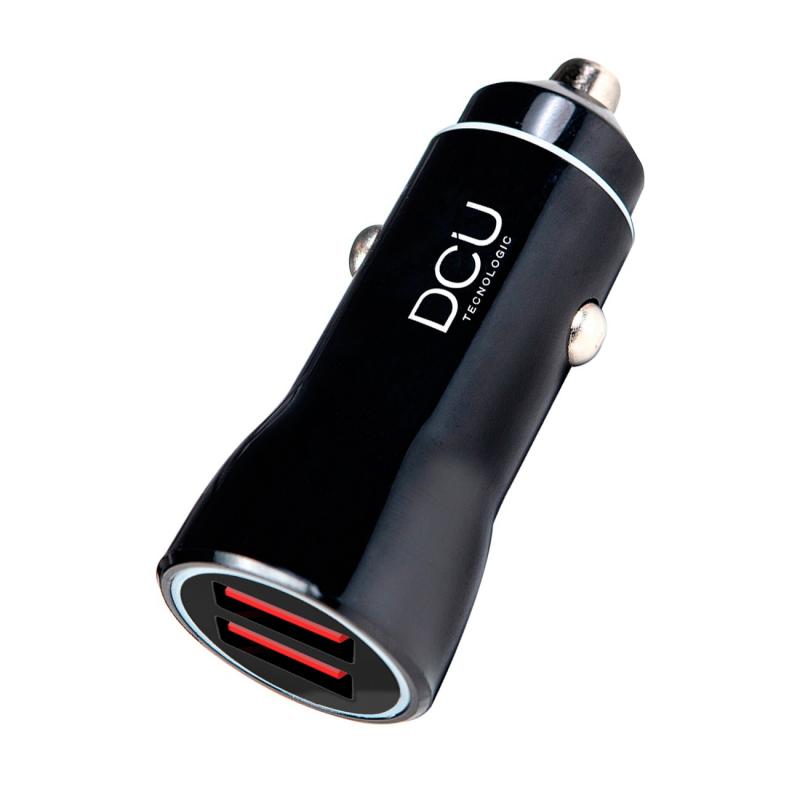 DCU Tecnologic Cargador de Coche - 2xUSB 4.8A - Carga Rapida en Movimiento - Compacto y Duradero - Eficiente y Potente - Color N