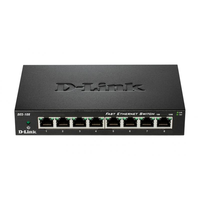 D-Link Switch 8 Puertos Fast Ethernet Gigabit 10/100 Mbps