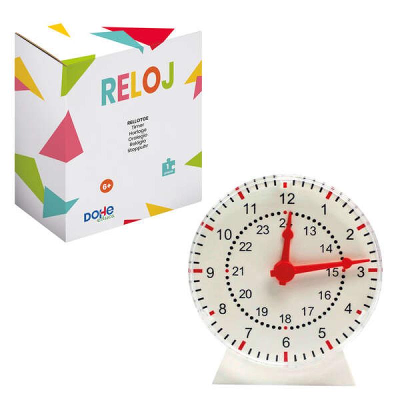 Dohe Reloj Analogico Educativo para Niños - Esfera con Numeros de las 12 Horas y Marcas de Minutos - Ruedecilla para Mover las A