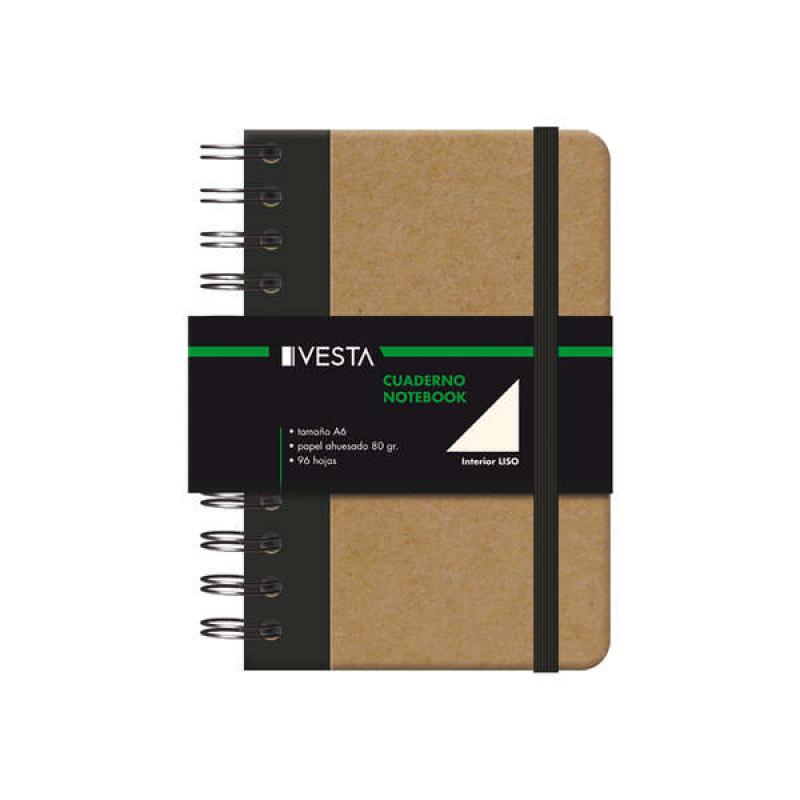 Dohe Cuaderno Cartone con Puntas Redondeadas - Tapa en Tres Piezas - Encuadernacion Doble Espiral Negro - 96 Hojas de Papel Ahue