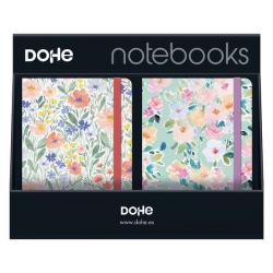 Dohe Expositor con 12 Notebooks Tamaño A5 - 12x17cm - Incluye 3 Notebooks de Sunflower, Kitty, Summer y Garden - Ideal para Toma