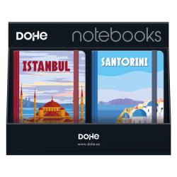 Dohe Expositor con 12 Notebooks Tamaño A5 - 12x17cm - Incluye Notebooks de Santorini, Montecarlo, Italy e Istambul - Ideal para 