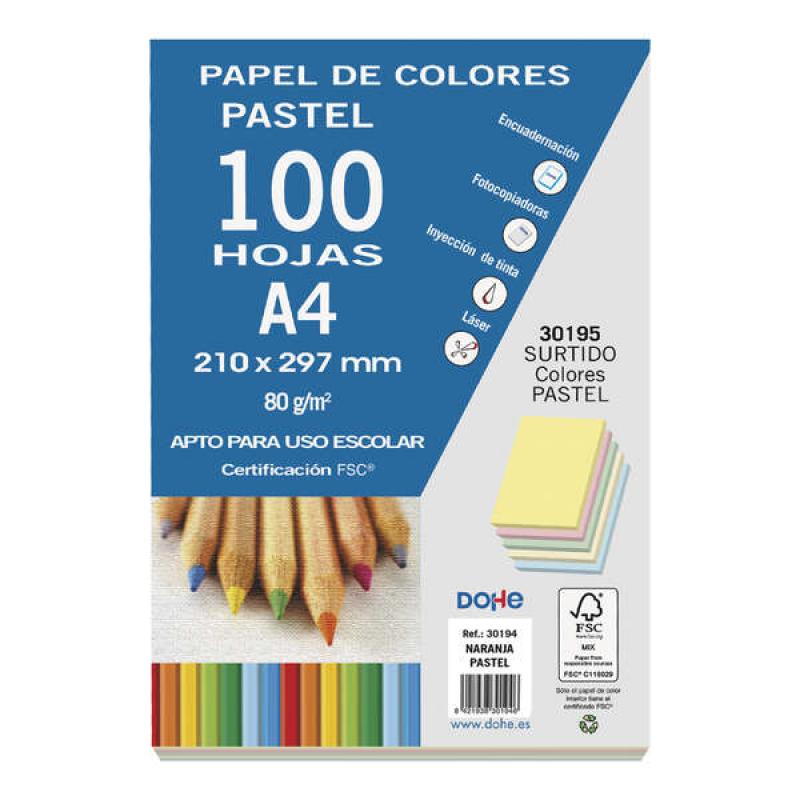 Dohe Papel Multifuncion Color Pastel de 80g - Apto para Fotocopiadoras, Impresoras Laser y Chorro de Tinta - Ideal para Uso Esco