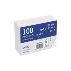 Dohe Fichas de Cartulina Offset Blanca - 180g - Rayadas - Paquete de 100 Unidades