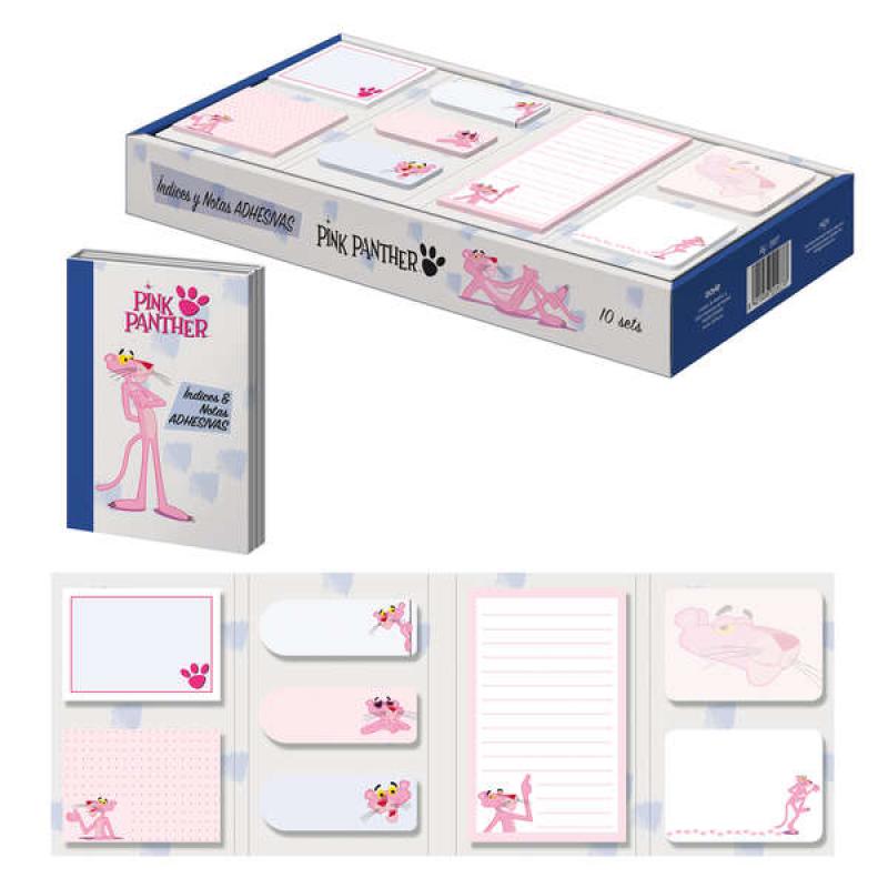 Dohe Expositor de Indices y Notas Adhesivas Pink Panther - Set de 10 - Preimpresas a Todo Color - Potente Adhesivo - Ideal para 