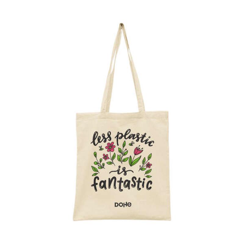 Dohe Totebag de Algodon Reciclado y Organico - 220gr - Asas Largas - Sostenible y Respetuoso con el Medio Ambiente - Espacioso y